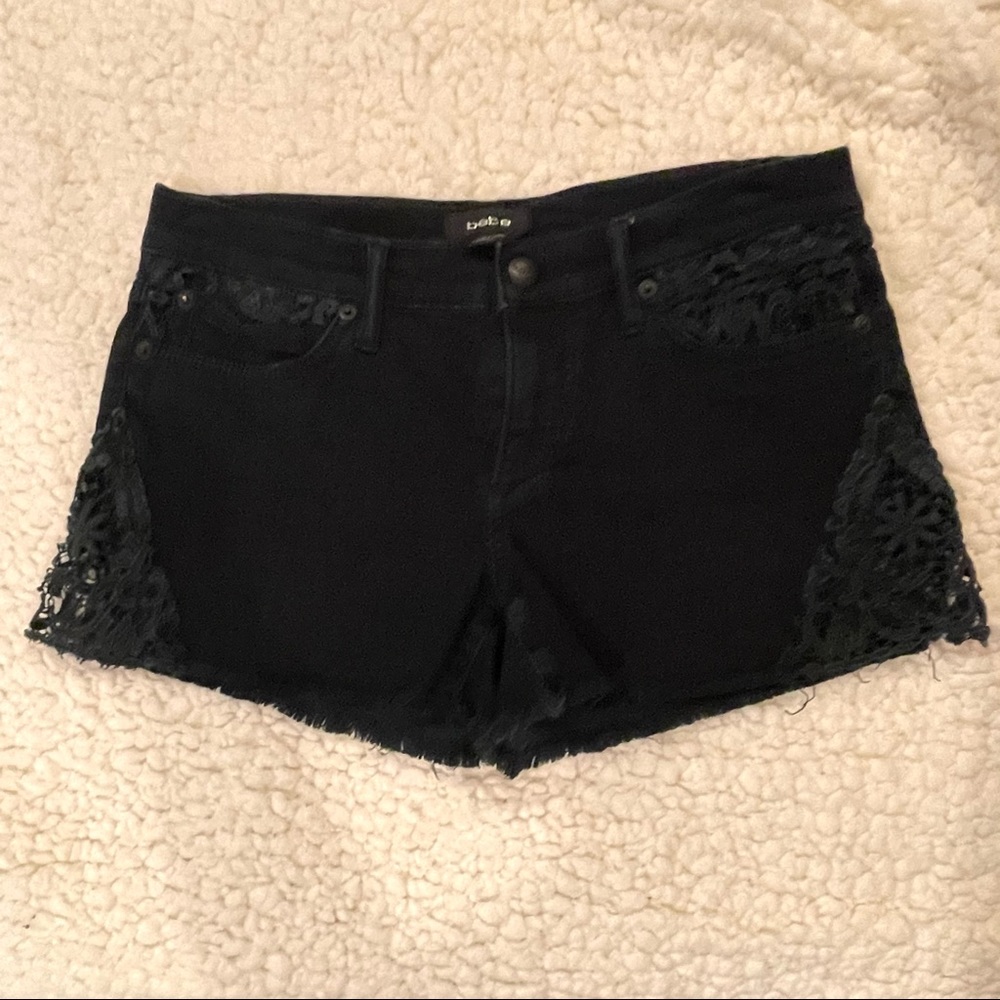 COPY - Bebe Black Denim & Lace Shorts, size 29